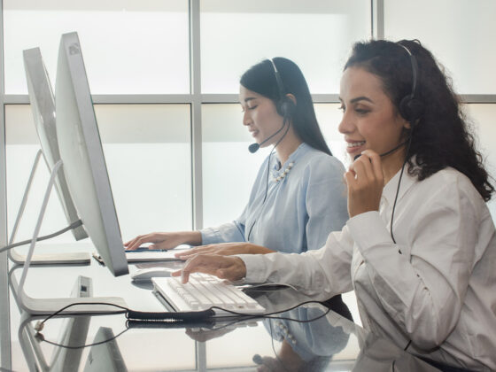 two women in a call center