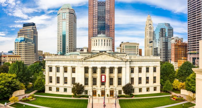 Ohio State House, in Columbus. The Ohio Statehouse is the state capitol building and seat of government for the U.S. state of Ohio
