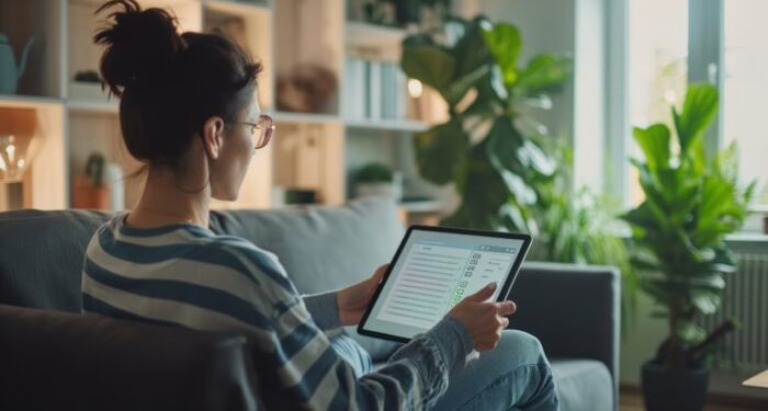 Ethical use of data. Person Reviewing Personal Data Sharing Settings on a tablet. Individual Adjusting Data Privacy Settings on Tablet.